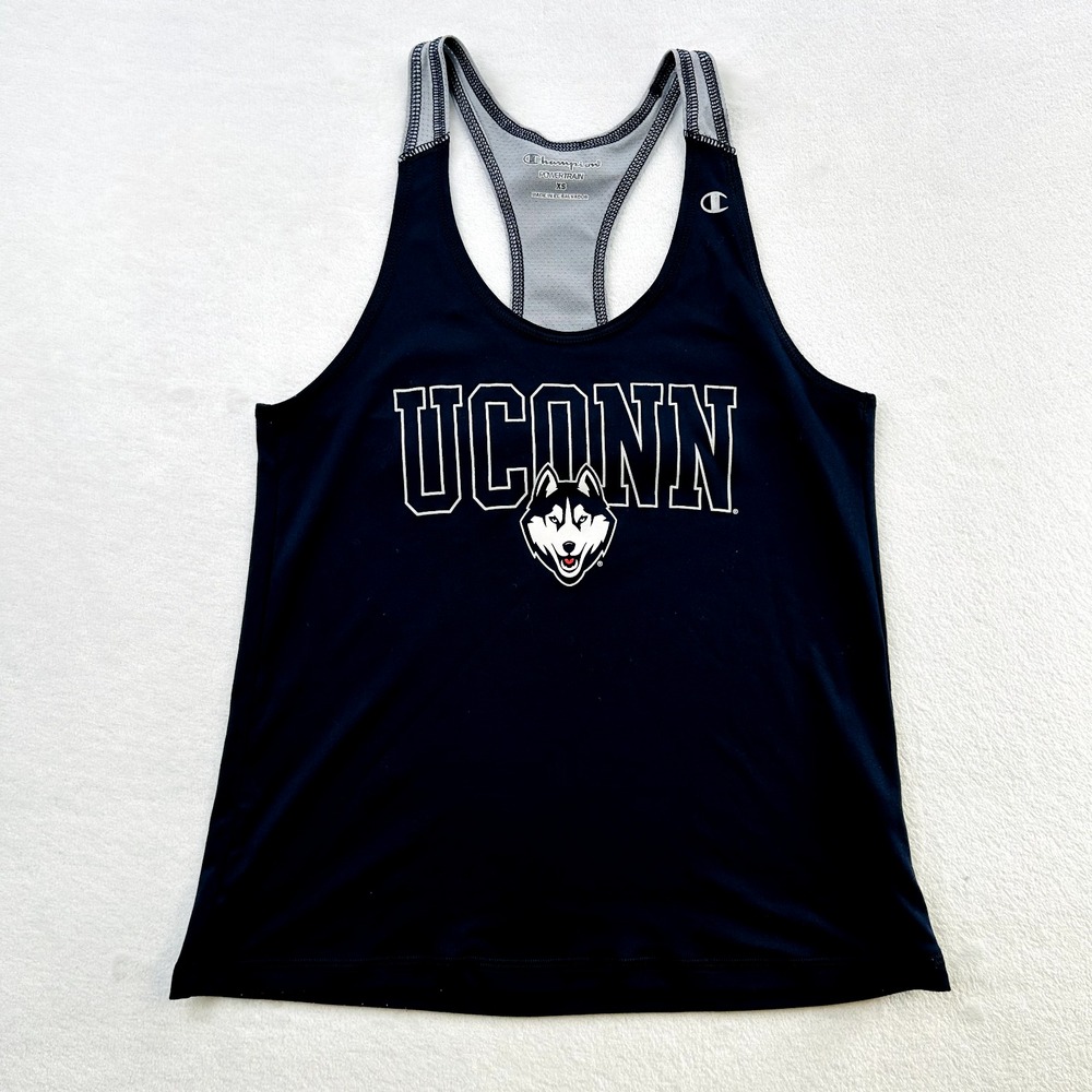 Champion Tank Top Womens XS Blue Good UConn Huskies Basketball Racerback Shirt